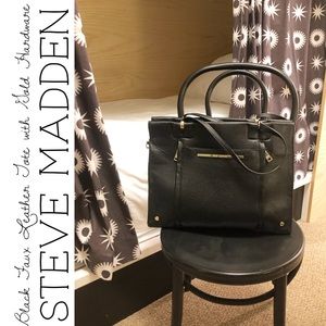 Steve Madden Black Faux Leather Tote